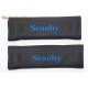 SEAT BELT COVERS BLACK GENUINE LEATHER EMBROIDERY MG TF BLUE STITCHING NEW