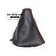 FOR SEAT Mii 2011+ GEAR GAITER BLACK LEATHER RED STITCHING