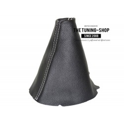 FOR SEAT Mii 2011+ GEAR GAITER BLACK LEATHER BLUE STITCHING