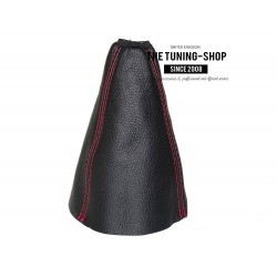 FOR FORD FUSION 02-08 GEAR GAITER BLACK LEATHER RED STITCHING