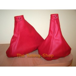  FOR ALFA ROMEO 156 98-02 GEAR+HANDBRAKE GAITERS BOOTS RED LEATHER