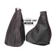 FOR  FIAT COUPE GEAR & HANDBRAKE GAITERS BLACK LEATHER RED STITCH