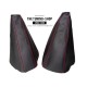 FOR NISSAN TERRANO II 99-06 GEAR HI-LOW GAITER BLACK LEATHER RED STITCH