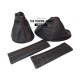 FOR BMW X5 E53 1999 - 2006 MANUAL GEAR & HANDBRAKE GAITER & SEAT BELT SHOULDERS COVERS BLACK LEATHER M3 STITCHING