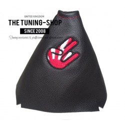 Mitsubishi Lancer Evolution X 6 SPEED 2007–2014 GEAR GAITER BLACK LEATHER RED "RISING SUN" Embroidery