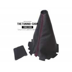 FOR RENAULT LAGUNA MK2 FL 05-07 LEATHER GEAR GAITER AND GEAR KNOB COVER 5 SPEED RED STITCHING