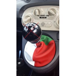 FOR FIAT 500 ABARTH 2007-2014 LEATHER GEAR GAITER ITALIAN FLAG COLOURS  LEATHER GEAR GAITER ITALIAN FLAG COLOURS 