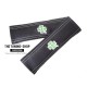 SEAT BELT COVERS BLACK GENUINE LEATHER EMBROIDERY CLOVER WHITE STITCHING