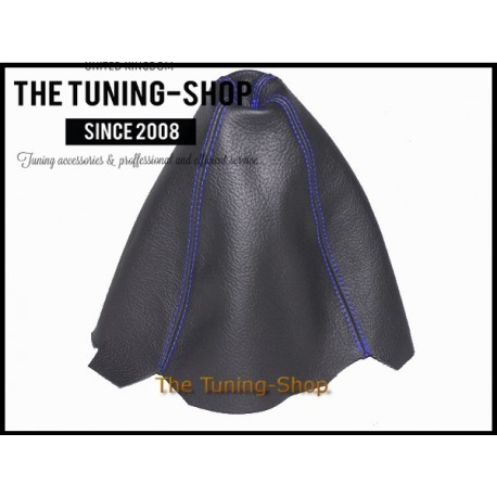  FOR AUDI A4 B5 95-97 GEAR GAITER SHIFT BOOT BLACK LEATHER BLUE STIT