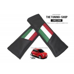 2 x SEAT BELT PADS COVERS LEATHER STYLE "ITALY PRIDE" DESIGN