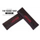SEAT BELT COVERS x 2 GENUINE BLACK LEATHER CUSTOM EMBROIDERY MX-5 WITH RED STITCHING FOR MAZDA new (Type 2)