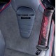 SEAT BELT COVERS x 2 GENUINE BLACK LEATHER CUSTOM EMBROIDERY MX-5 WITH RED STITCHING FOR MAZDA new (Type 2)