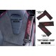 SEAT BELT COVERS x 2 GENUINE BLACK LEATHER CUSTOM EMBROIDERY MX-5 WITH RED STITCHING FOR MAZDA new (Type 2)