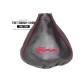 FOR FIAT 500 ABARTH 2007-2012 GEAR GAITER / BOOT BLACK LEATHER RED STITCH new