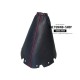 FOR NISSAN JUKE 2010-2015 GEAR GAITER BLACK LEATHER RED STITCHING