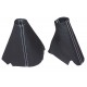 FOR LAND ROVER DISCOVERY AUTO 200TDI 300TDI TD5 V8 HI-LOW HANDBRAKE GAITER BLACK LEATHER WHITE STITCHING