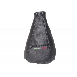 FOR  FIAT GRANDE PUNTO 2005-2012 GEAR GAITER  LEATHER "Punto" Embroidery