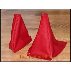 FOR NISSAN SKYLINE R32 R33 GEAR+HANDBRAKE GAITERS BOOTS RED LEATHER