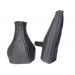 FOR VAUXHALL OPEL ASTRA G MK4 COUPE 1998-2005 GEAR & HANDBRAKE GAITER LEATHER STITCHING GREY