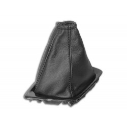 FOR AUDI TT 1998-2006 GEAR GAITER WITH SILVER CARBON PLASTIC FRAME LEATHER "quattro" BLACK EMBROIDERY