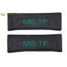 SEAT BELT COVERS BLACK GENUINE LEATHER EMBROIDERY MG TF DARK GREEN STITCHING NEW