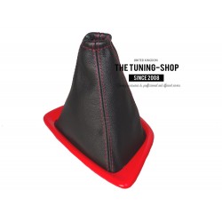 FOR TOYOTA AURIS MK2 2012-2018 GEAR GAITER WITH RED PLASTIC FRAME LEATHER STITCHING RED