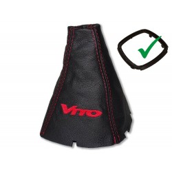 FOR MERCEDES VIANO W447 2014+ GEAR GAITER LEATHER "VIANO" RED EMBROIDERY
