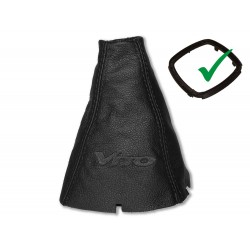 FOR MERCEDES VITO W447 2014+ GEAR GAITER WITH PLASTIC FRAME LEATHER "VITO" RED EMBROIDERY