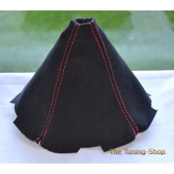 FOR  MAZDA RX8 2003-2012 GEAR GAITER BLACK PU SUEDE RED STITCHING