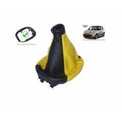 For Fiat 500L 2012-2018 Gear Gaiter with Plastic Frame Black Yellow Leather