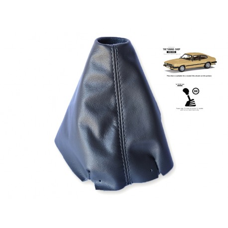 FOR FORD CAPRI MK3 1978-1986 MANUAL BLACK LEATHER GEAR GAITER WITH GREY STITCHING