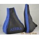VAUXHALL OPEL ASTRA GAITERS embroidered ASTRA black leather blue suede