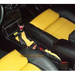 FOR VAUXHALL OPEL ASTRA MK4 G COUPE 98-05 GEAR+HANDBRAKE GAITER BLACK+YELLOW LEATHER