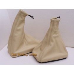 FOR VAUXHALL OPEL ASTRA MK4 G COUPE 98-05 GEAR+HANDBRAKE GAITER BEIGE LEATHER