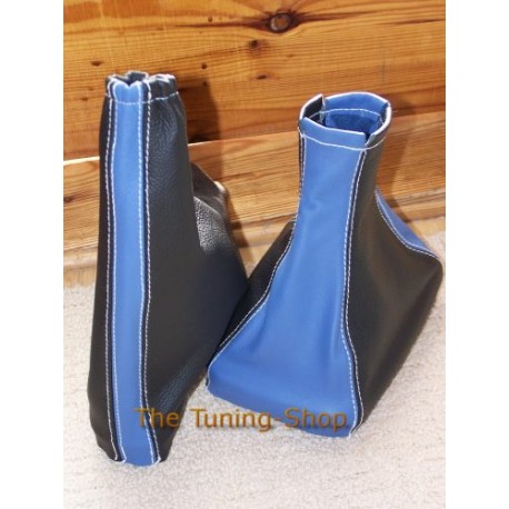 ASTRA MK4 G COUPE GEAR+HANDBRAKE GAITER BLACK+BLUE LEATHER NEW