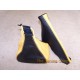 VAUXHALL OPEL CALIBRA 90-97 GAITERS BOOTS BLACK+YELLOW LEATHER