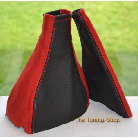 VAUXHALL OPEL CORSA B GEAR HANDBRAKE GAITER black leather&red suede