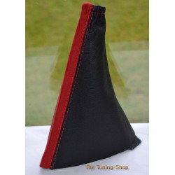 FOR VAUXHALL OPEL CORSA B HANDBRAKE GAITER BLACK LEATHER RED SUEDE NEW