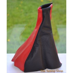 FOR VAUXHALL OPEL CORSA C 00-06 GEAR GAITER BLACK + RED LEATHER