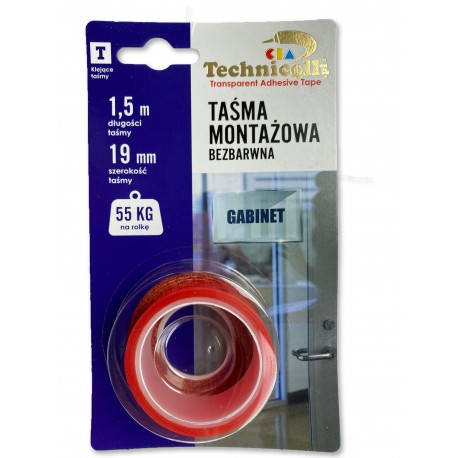 TRANSPARENT MOUNTING TAPE 1,5m/19mm