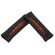 SEAT BELT COVERS HARNESS PADS BLACK GENUINE LEATHER CUSTOM EMBROIDERY RED FLAMES FINISHED WITH RED STITCHING NEW