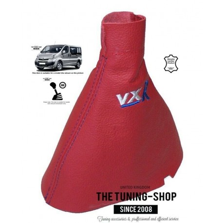 Gear Stick Gaiter For Vauxhall Vivaro 01-14 Red Leather Embroidery