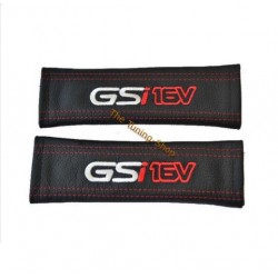 2x Seat Belt Covers Pads Leather "GSI 16V" Red Embroidery For Opell Vauxhall