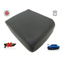 Armrest Lid Leather Cover For VW Amarok 2010-2020 Black Leather with Grey Stitch