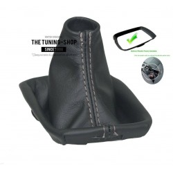 Gear Gaiter with Plastic Frame For Volvo V50 2004-12 Leather Grey Stitching