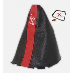 Gear Stick Gaiter For Ford Focus ST 2004-2008 Leather Red Stripe Embroidery