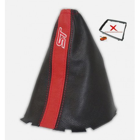 Gear Stick Gaiter For Ford Focus ST 2004-2008 Leather Red Stripe Embroidery