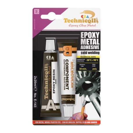 1 x EPOXY ADHESIVE GLUE FOR METALS alloy steel bronze etc 2 x 20ml COLD WELD new