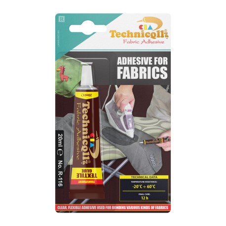 1 x CLEAR ELASTIC STRONG ADHESIVE GLUE FABRICS COTTON, DENIM, FELT, JUTE, CANVAS High Quality 20ml TECHNICQLL NEW