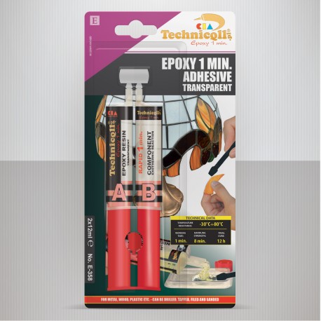 1 x CLEAR EPOXY ADHESIVE GLUE FOR METALS GLASS CERAMIC PORCELAIN PLASTIC 2 x 12ml FAST RAPID DRY NEW